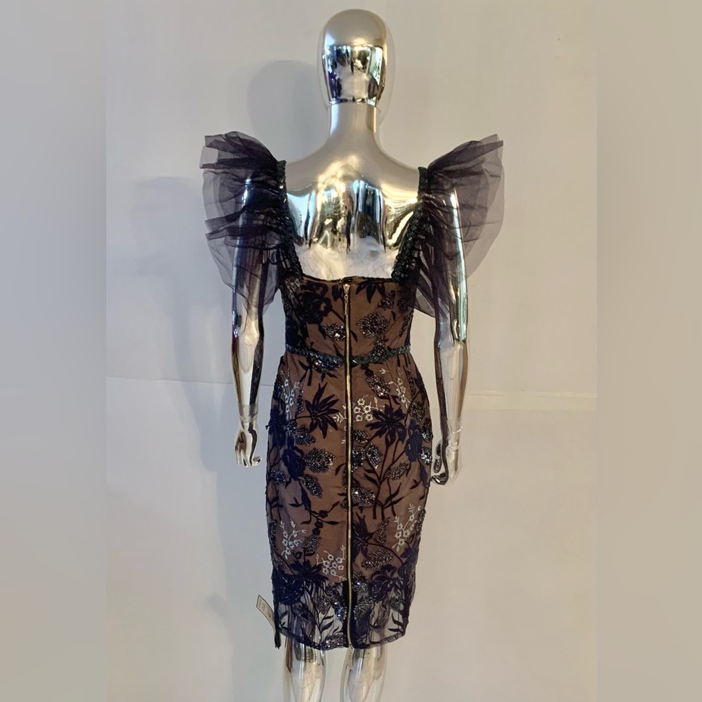 Bronx and Banco Tunisia Floral Embroidered Sequin Dress. - Picture 6 of 10